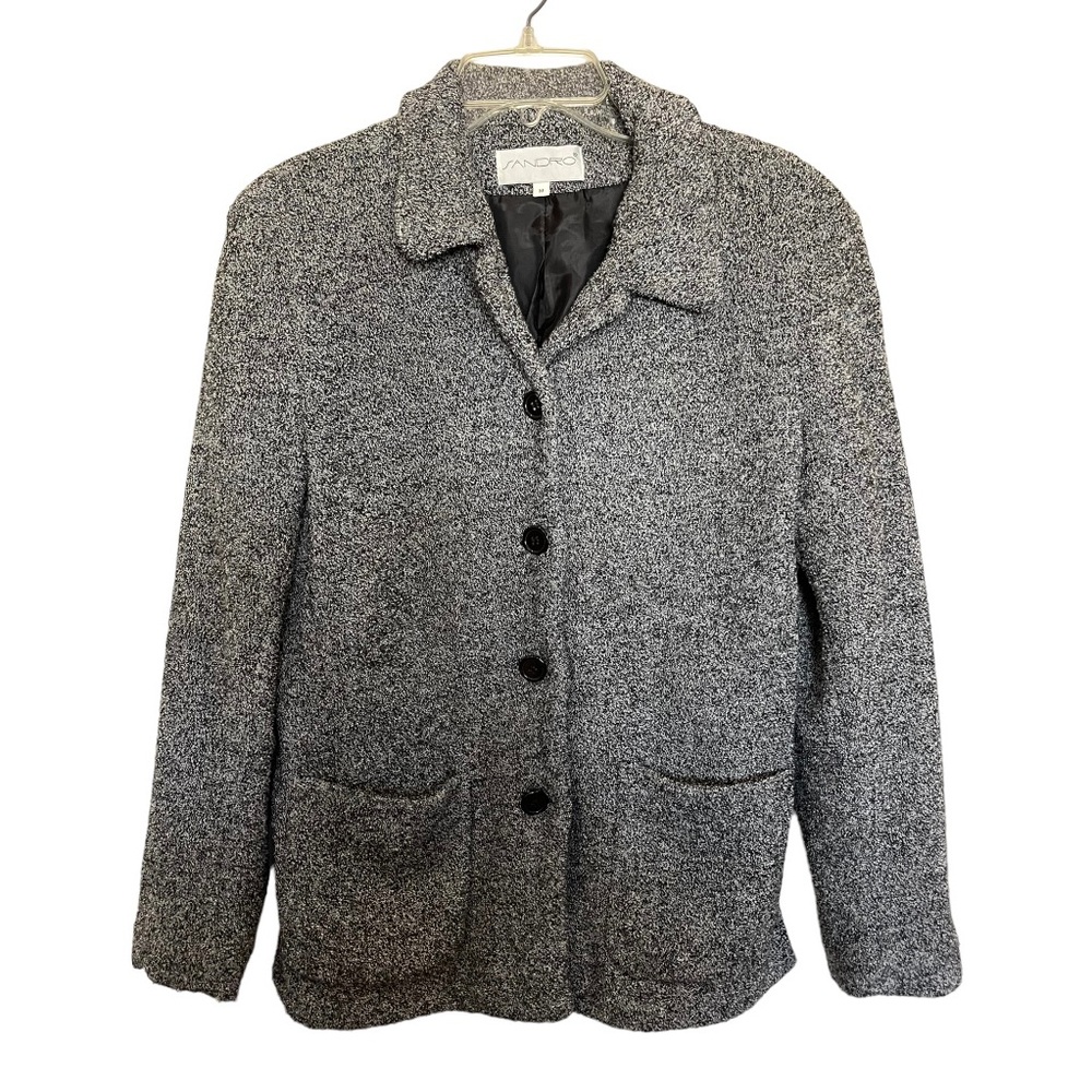 Sandro black and white knit blazer jacket size medium